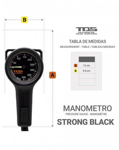 MANÓMETRO BUCEO TDS STRONG BLACK 400 BAR