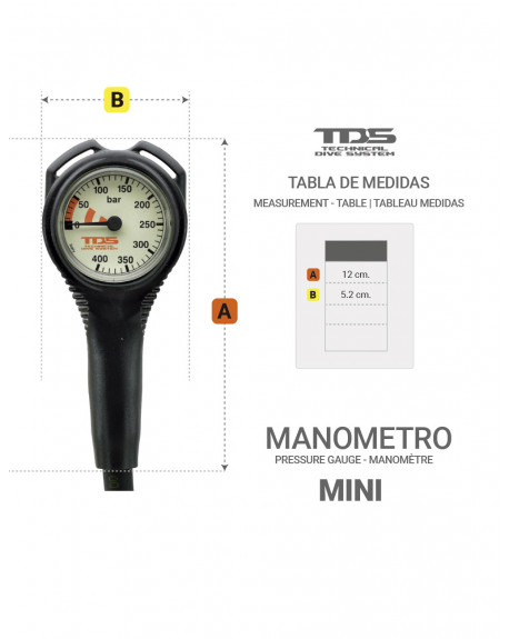 TDS MINI DIVING PRESSURE GAUGE 400 BAR