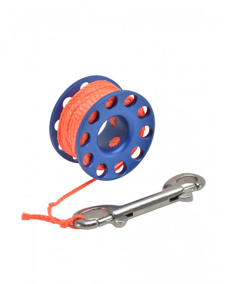 CARRETE TDS SPOOL ALUMINIO AZUL BUCEO TECNICO 30 M HILO NARANJA