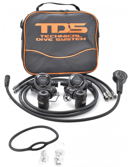 TDS TAC BLACK TECHNICAL SCUBA DIVING REGULATOR TWIN TANK SET