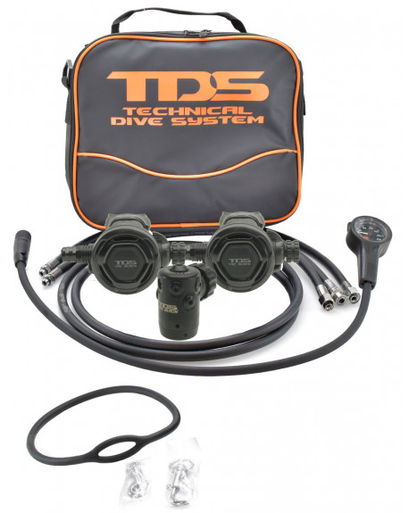 TDS TAC BLACK TECHNICAL SCUBA DIVING REGULATOR SINGLE TANK SET