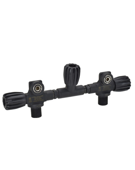 GRIFO BIBOTELLA BUCEO TDS BLACK 2X10/12 C/MANIFOLD Y AISLADOR