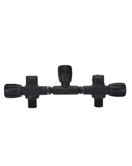 GRIFO BIBOTELLA BUCEO TDS BLACK 2X10/12 C/MANIFOLD Y AISLADOR