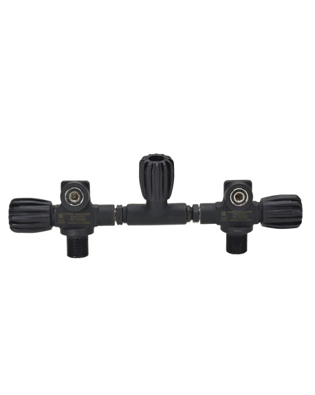 GRIFO BIBOTELLA BUCEO TDS BLACK 2X10/12 C/MANIFOLD Y AISLADOR