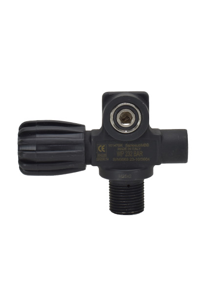 TDS TWIN LEFT DIVING VALVE BLACK M25 232 BAR WITHOUT CAP