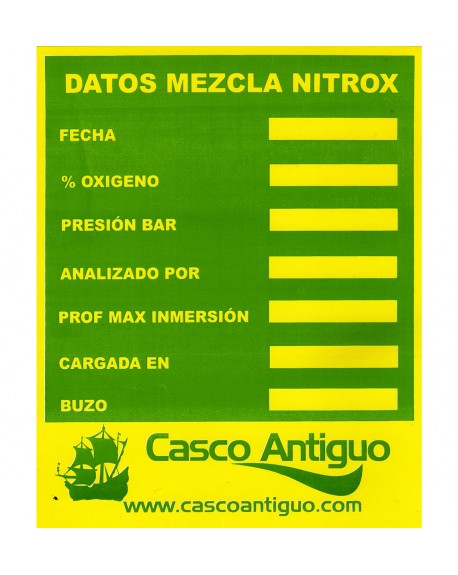 NITROX MIX CONTENT STICKER