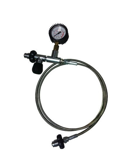 OXYGEN METALIC DECANTING HOSE W/PRESSURE GAUGE