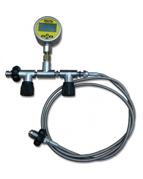 METALIC DECANTING HOSE W/ DIGITAL PRESSURE GAUGE &